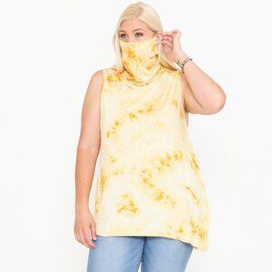 Plus Size Yellow Mask Tie Dye Everyday Top